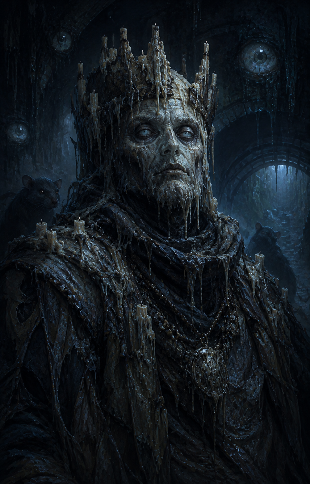 Painterly portrait of The Tallow King, ruler of the drain-grates