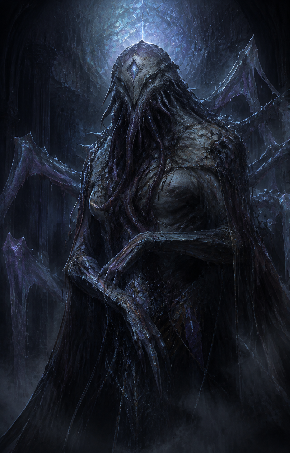 Painterly portrait of The Scorned, once of the Krull, left to rot huge and half-real