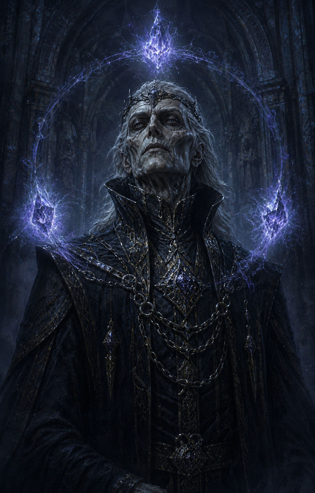 Painterly portrait of Malchor Greywane, the Undying Chancellor