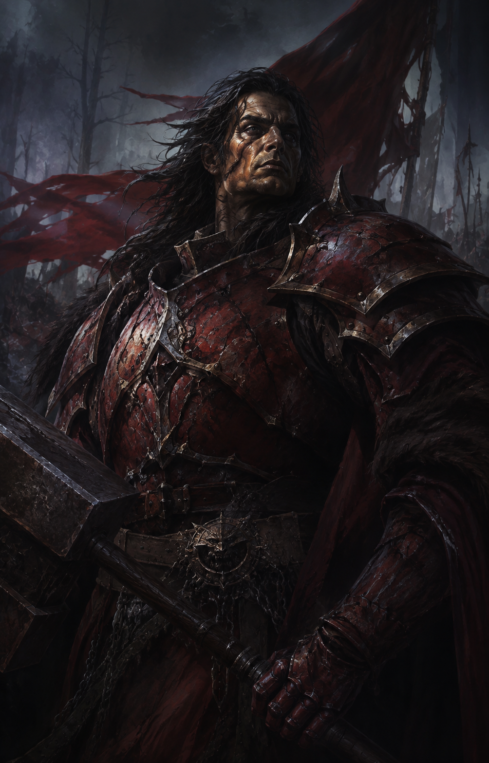 Painterly portrait of War, the Red Rider