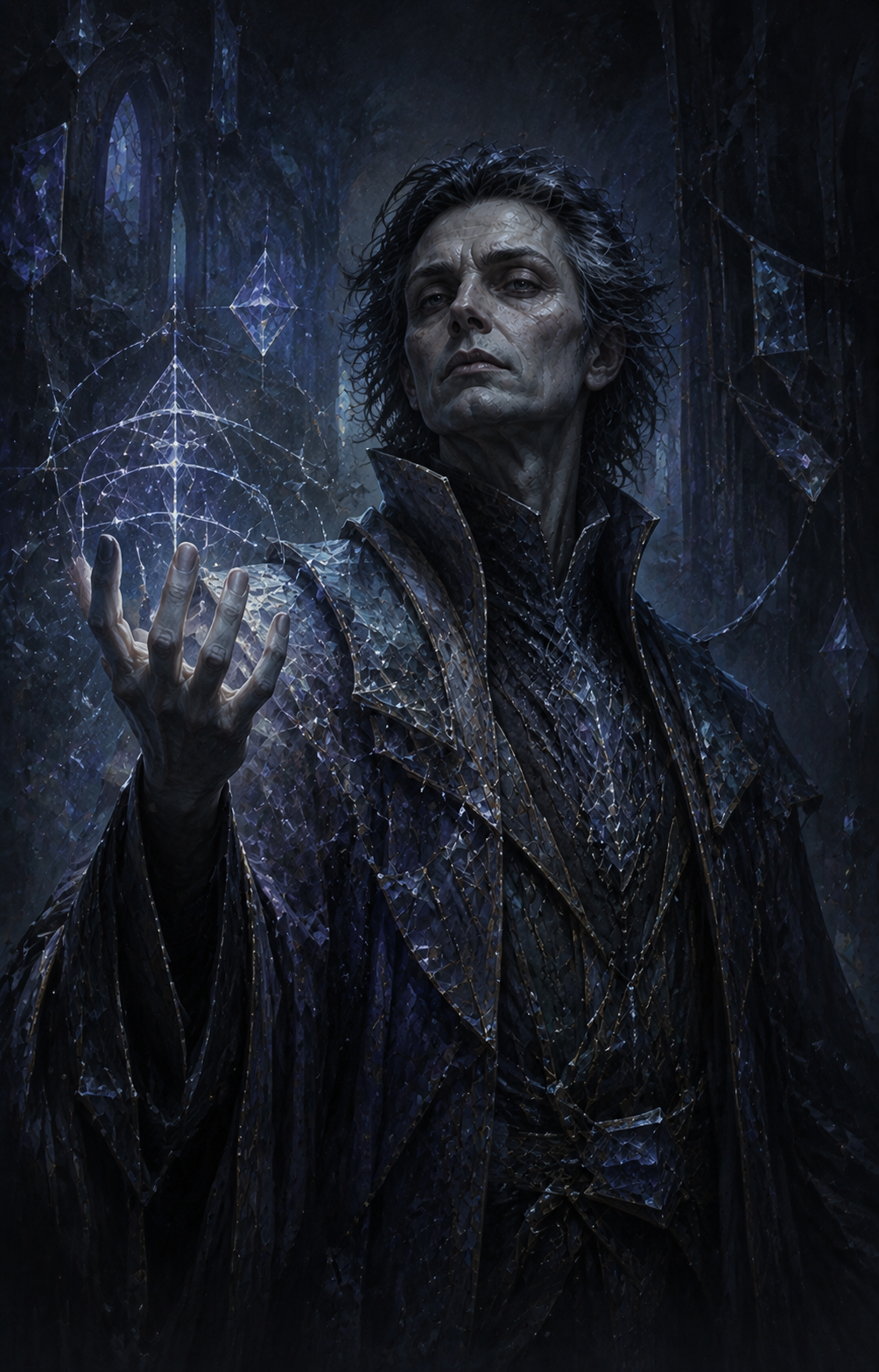 Painterly portrait of Kestrix Naul, the Wardglass Magus