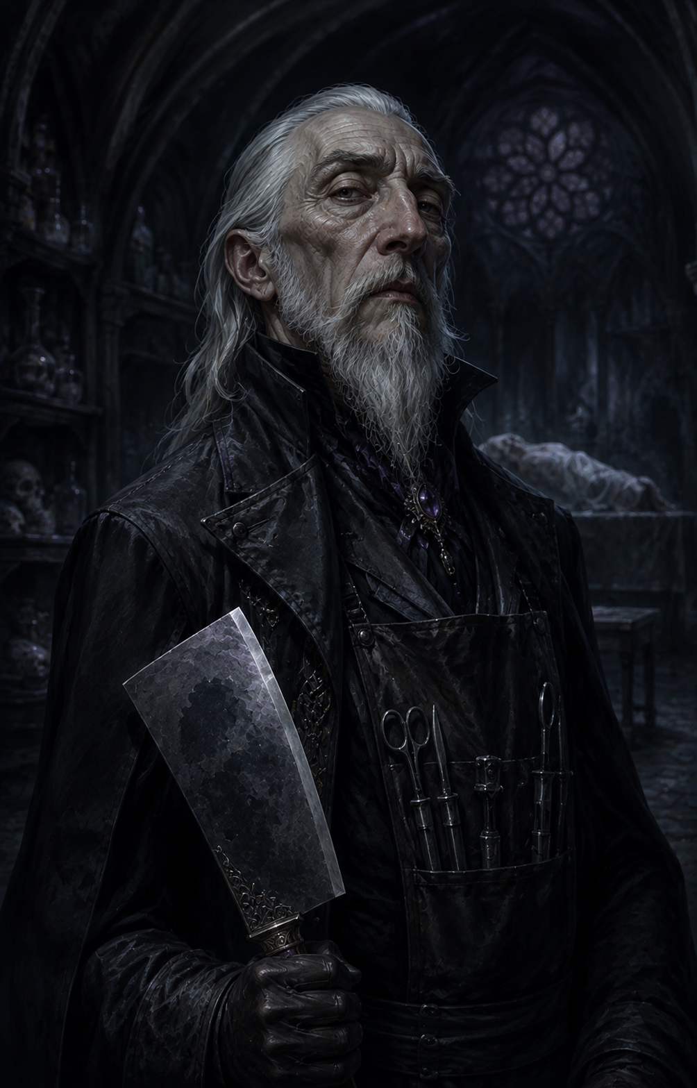 Painterly portrait of Morrigast Vane, the Undertaker's Blade
