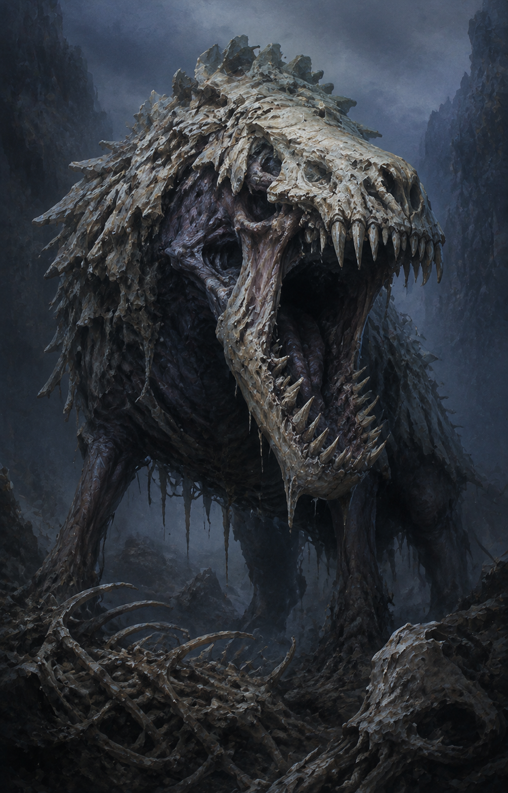 Painterly portrait of Gnashjaw, the Bone Glutton