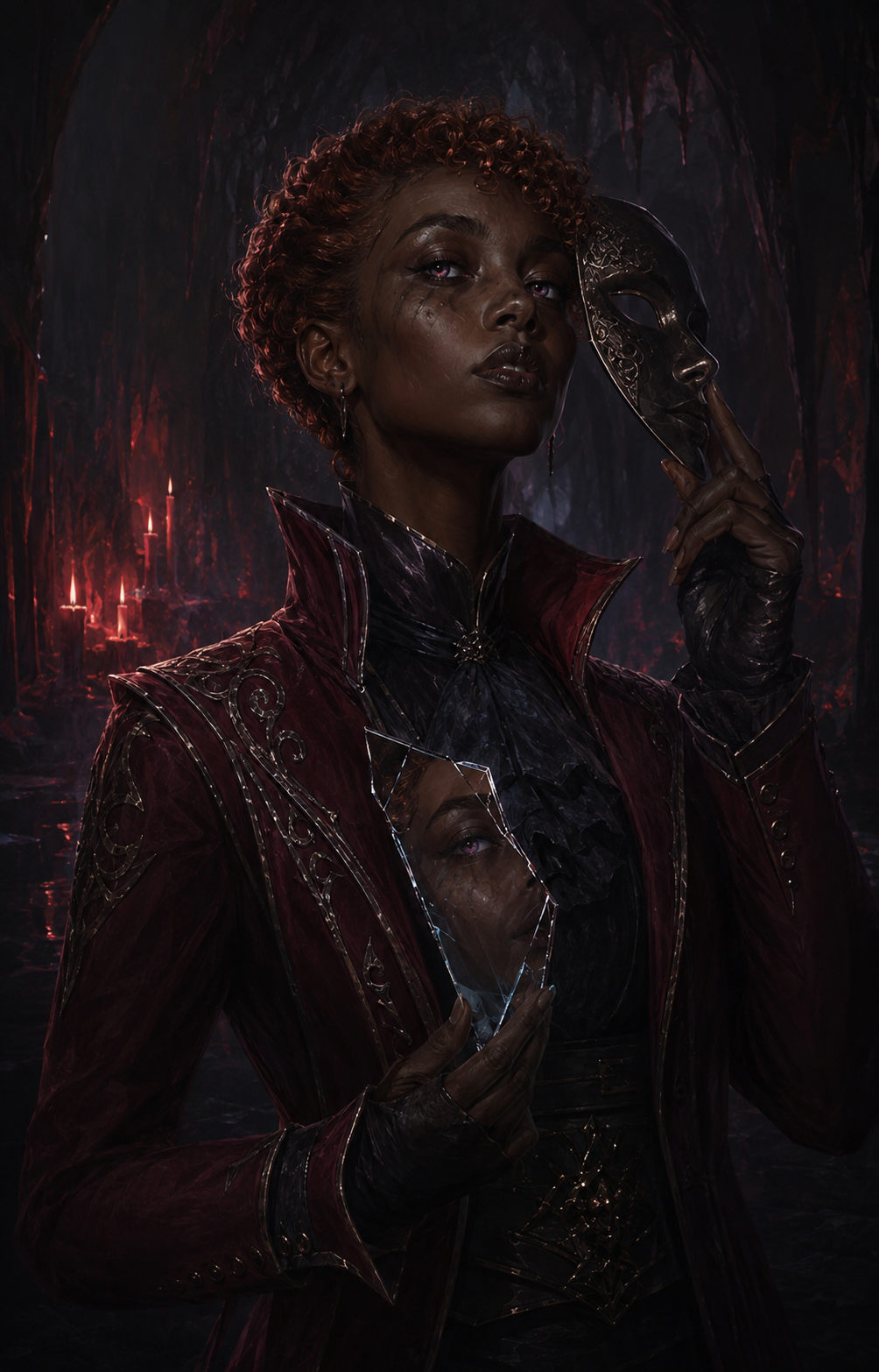 Painterly portrait of Nyx Hollowmere, the Understudy